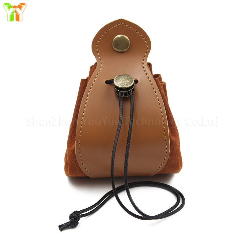 Medieval Faux Leather Steampunk Dice Drawstring Bag