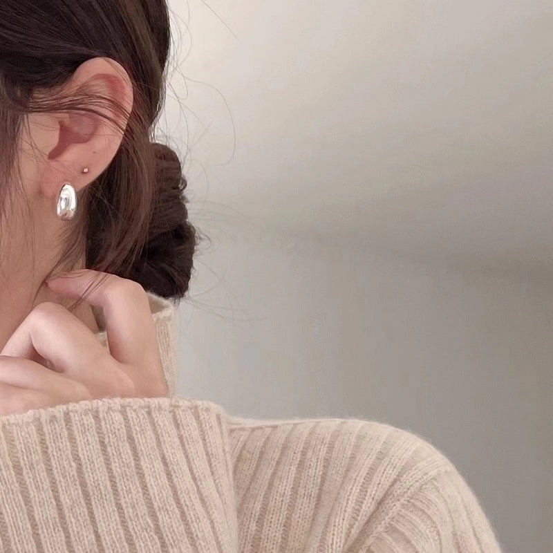 1 Pair Minimalist Solid Color Sterling Silver Ear Studs