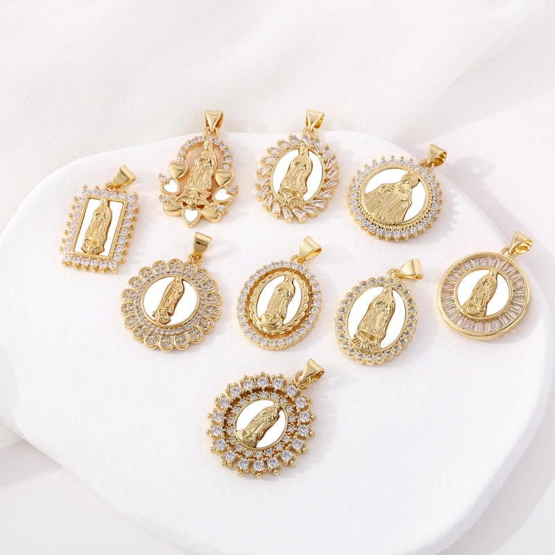 1 Piece 18*25mm 21 * 24mm 23*26mm Copper Geometric Virgin Mary Pendant Jewelry Accessories