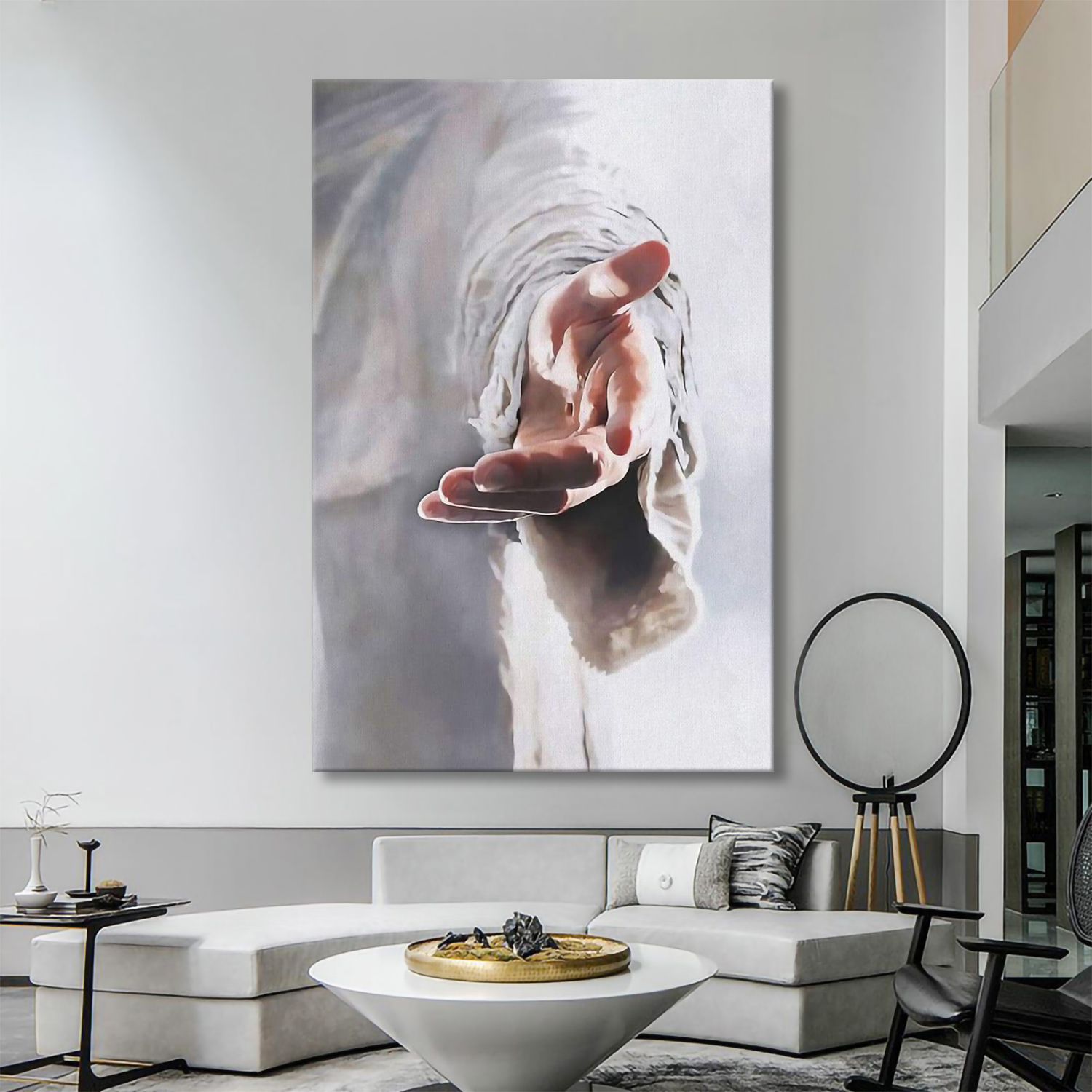 Jesus holding his hand out Canvas Wall Art