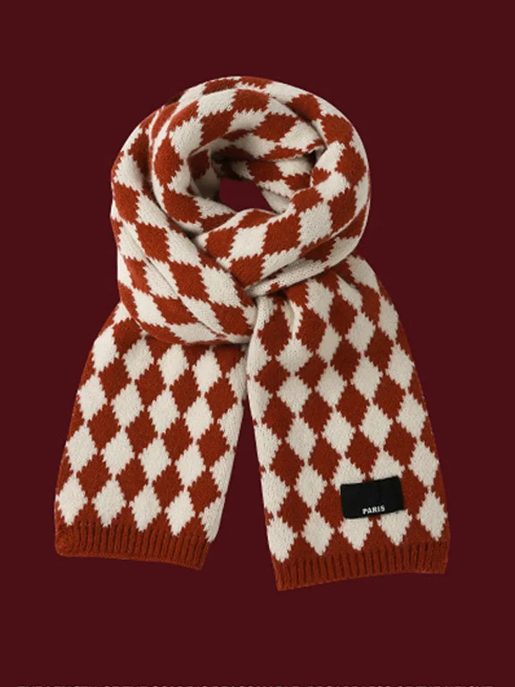 Christmas Fashion Retro Red Christmas Knitted Scarf