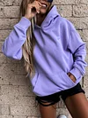 Solid Long Sleeve Warm Hoodies&Sweatshirts Tops