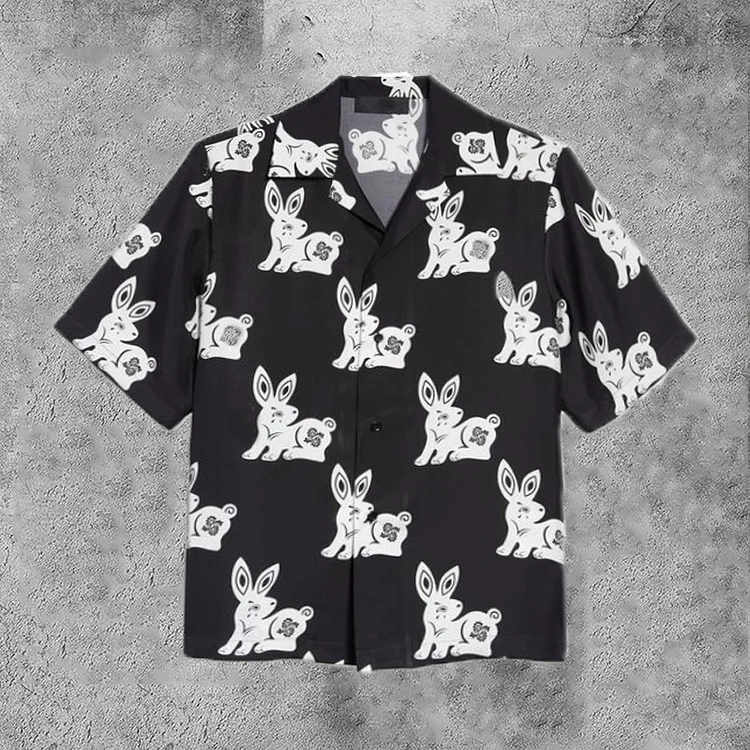 Rabbit Printed Custom Short Sleeve Shirts