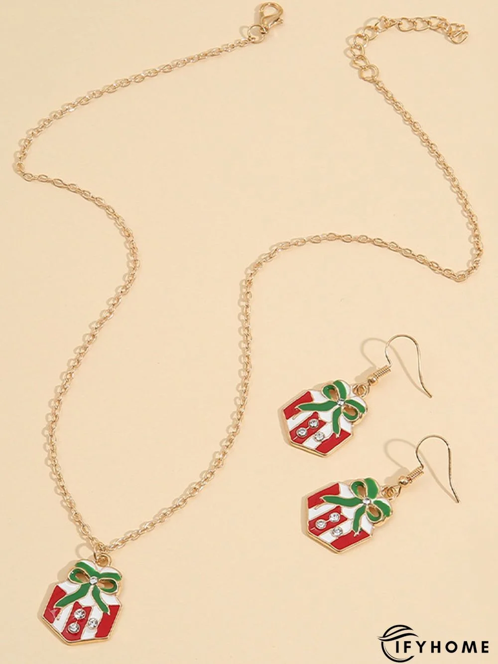 Christmas Gift Rhinestone Earrings Necklace Xmas Necklace | IFYHOME