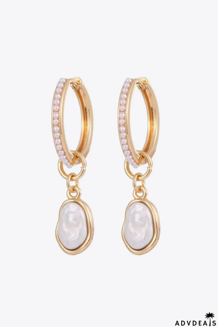 Pearl Huggie Drop Earrings