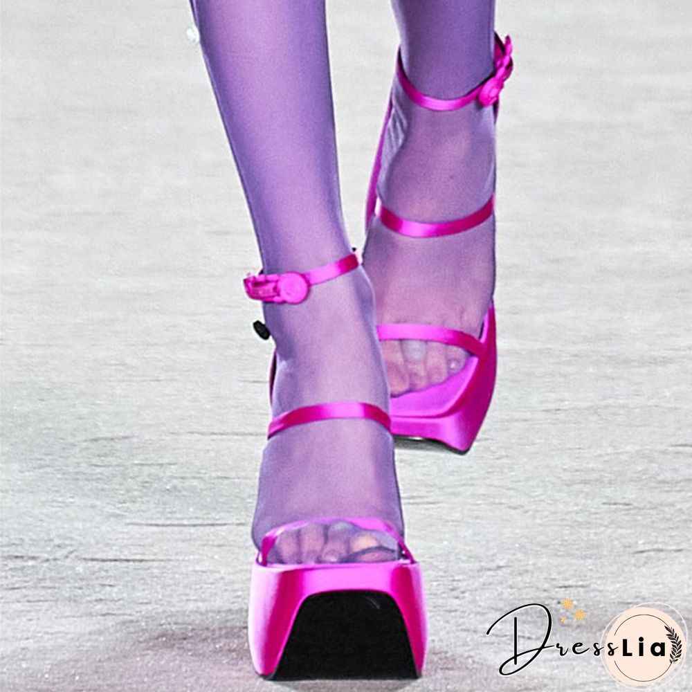 Women's Summer New Style Platform Wedge Heels European And American Fashion Thin Belt Combination Mixed Color Sandals