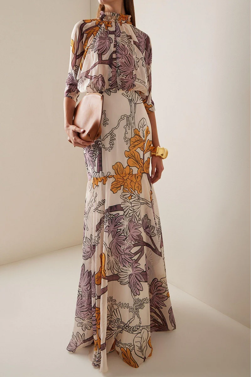 can't escape love chiffon layered ruffle irregular slit maxi dress bohemianplus