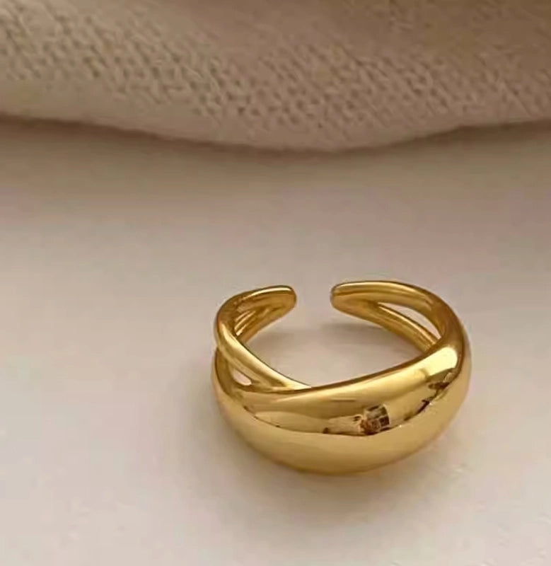 Minimalist Classic Style Solid Color 304 Stainless Steel Titanium Steel 18K Gold Plated Plating Rings