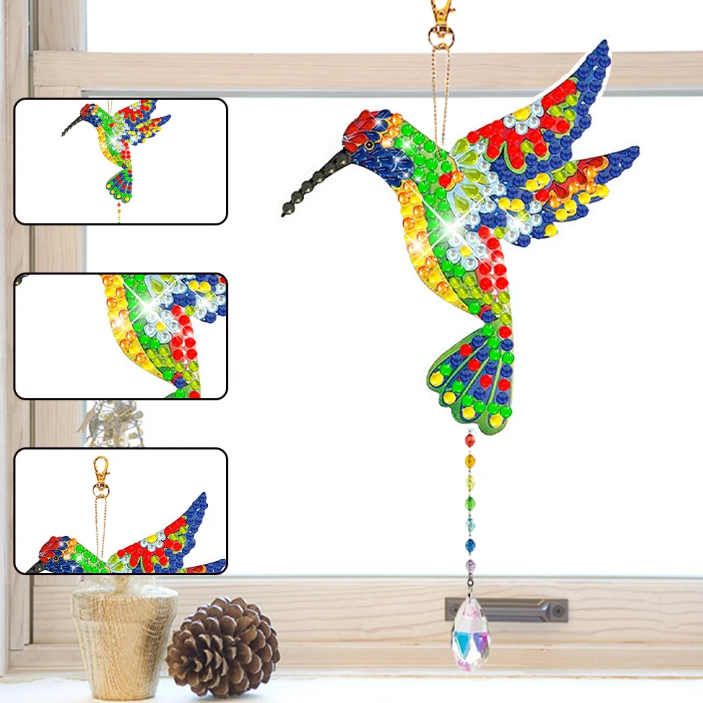 DIY Hummingbird Suncatcher Double Sided Crystal Painting Ornament for Window Decor