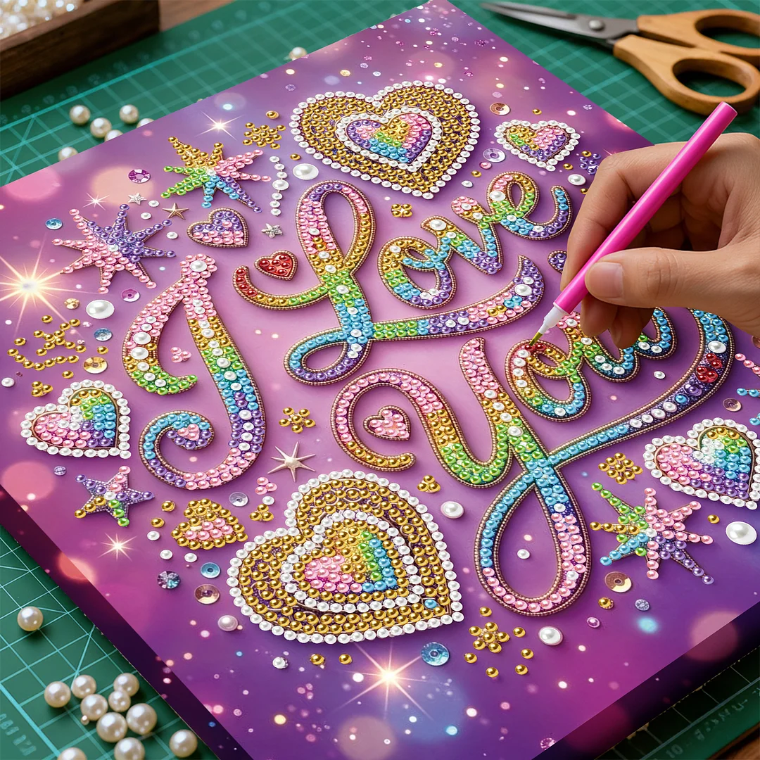 I Love You - DIY Pearl Diamond Art Kit With Frame 25*25cm