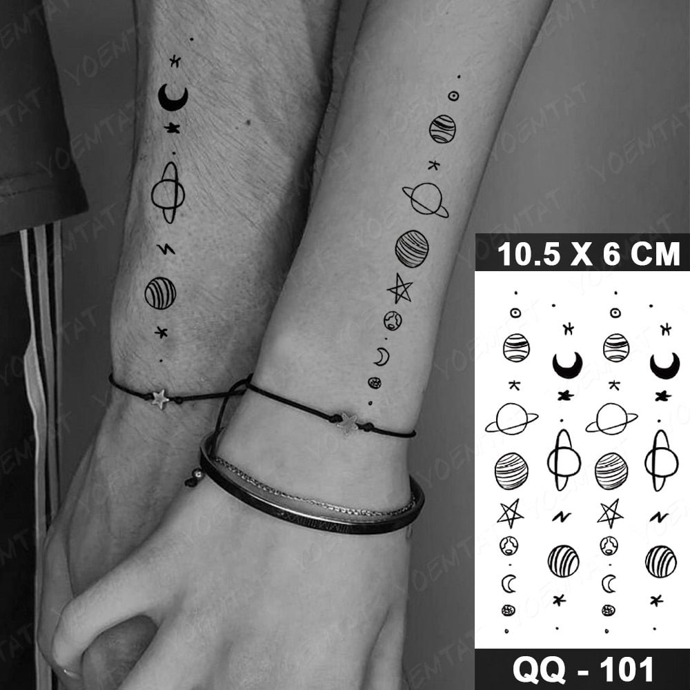 Waterproof Temporary Tattoo Sticker Planet Cute Tatto Children Arm Ankle Realistic Tatoo For Women Men