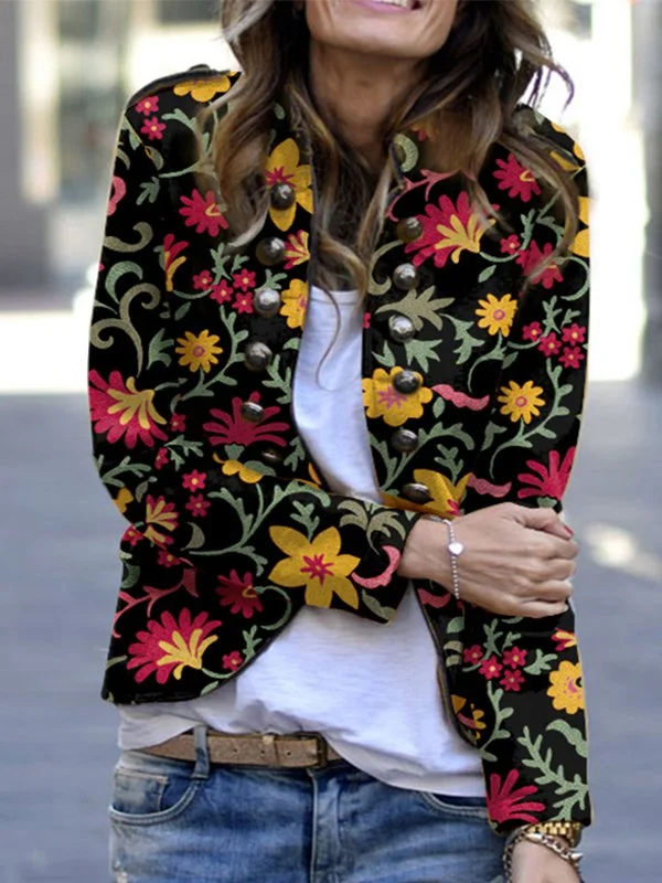 Stylish Printed Button-Down Slim Jacket