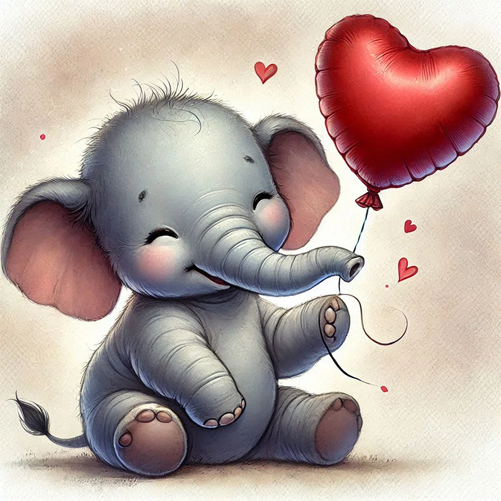 Diamond Painting - Full Square Drill - Valentine's Day Elephant(Canvas|35*35cm)