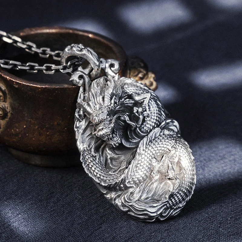 Dragon 999 Sterling Silver Luck Necklace Pendant