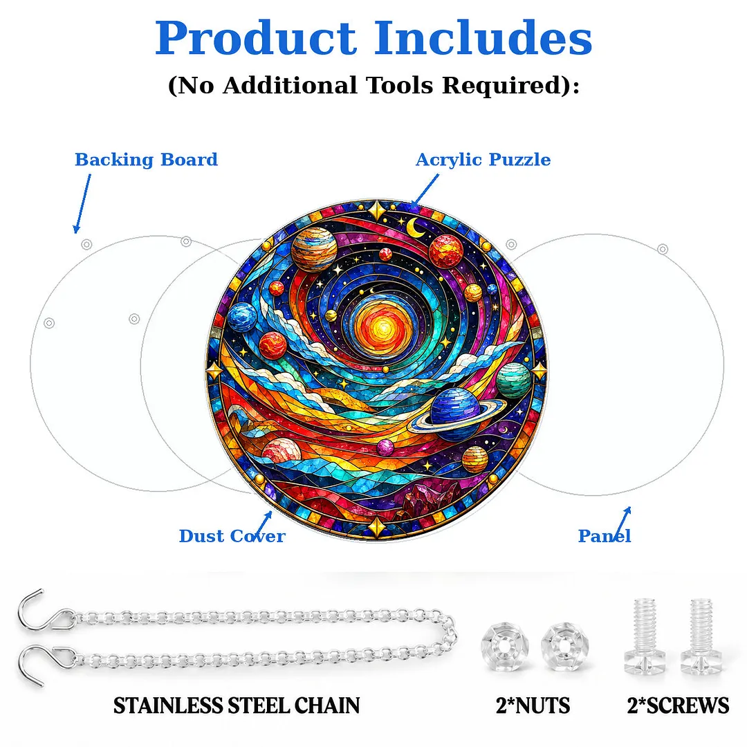 Celestial Solar System Stained Glass Suncatcher Puzzle