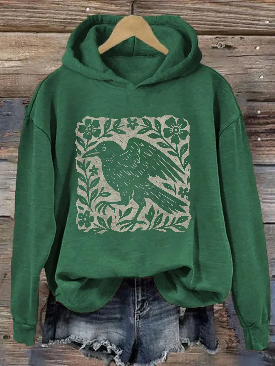 Gothic Raven Graphic Hoodie
