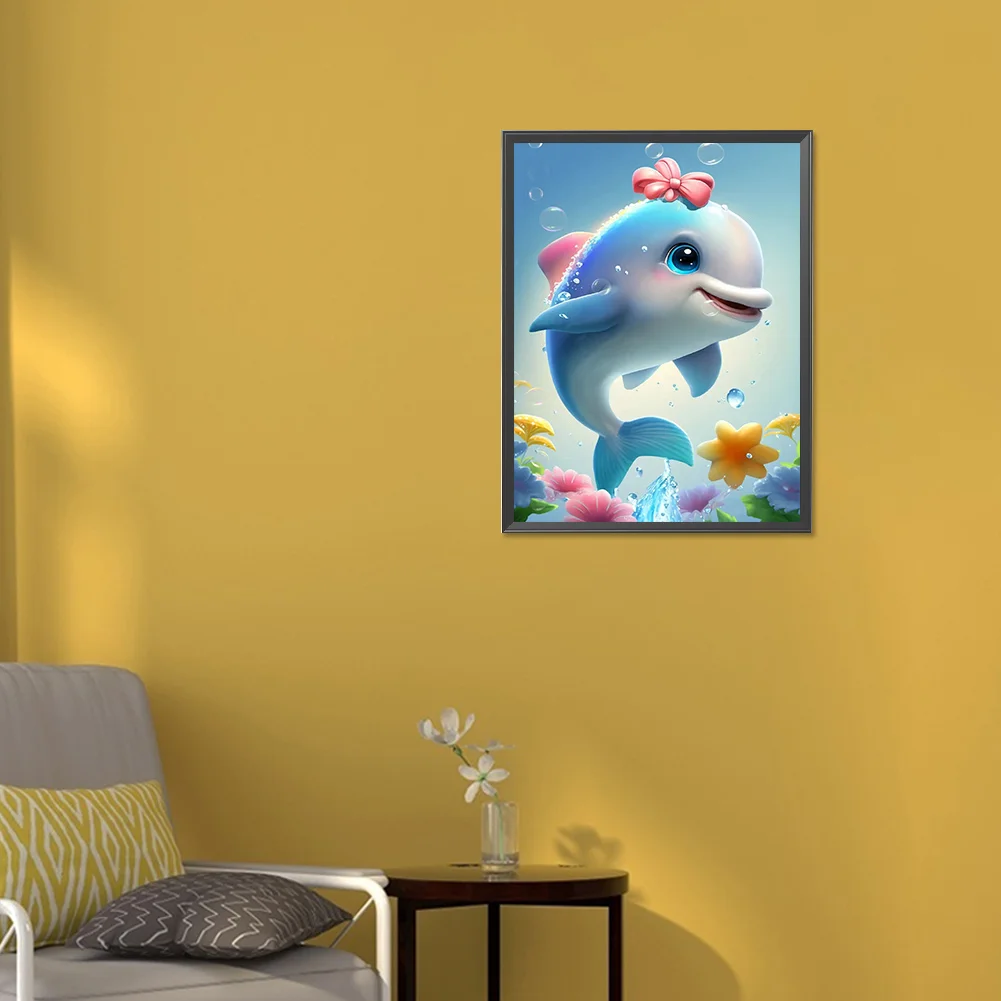 Full Round Diamond Painting 30*40cm - Beautiful Dolphin
