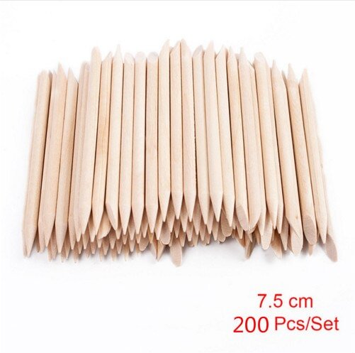 200 Pieces Nail Cuticle Pusher Nail Double End Nail Art Wood Stick Cuticle Remover Nail Pedicure Manicure Art Tools Set