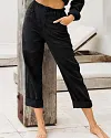 Summer Elegant Harem Pants Elastic Waistband Solid Color Light Beach Trousers