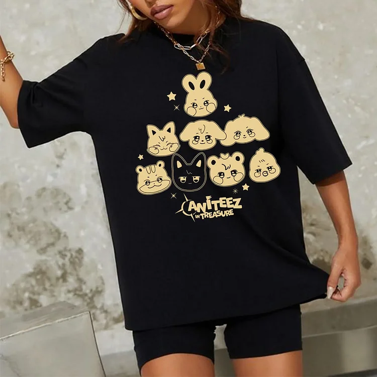 Ateez Aniteez In Treasure Black T-Shirt officialateezshop