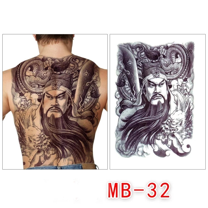 Waterproof temporary men tattoos tattoo full back large tatoo fake dragon girl tattoo body art sticker sexy decals transferable