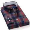 Plaid long sleeve casual cotton shirt