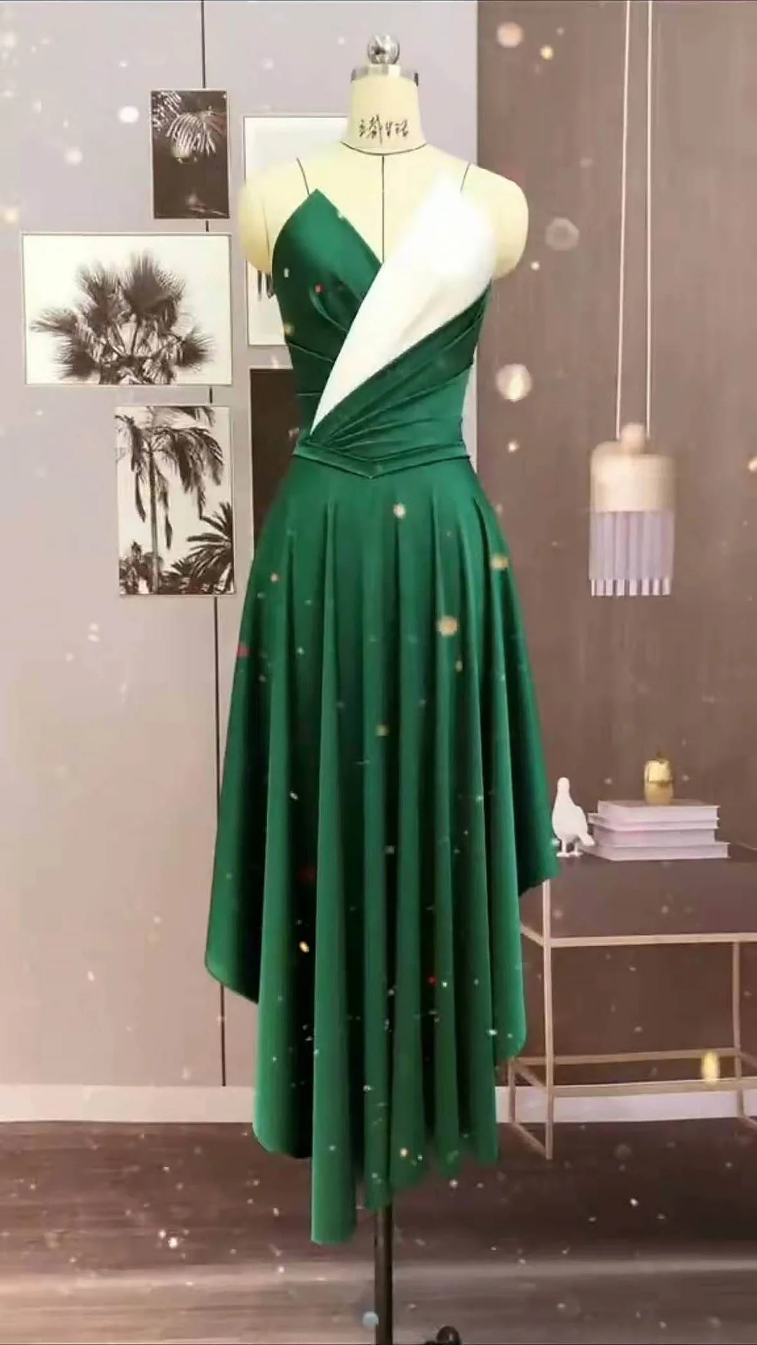 Green and White Junior Bridesmaid Dress PD0305