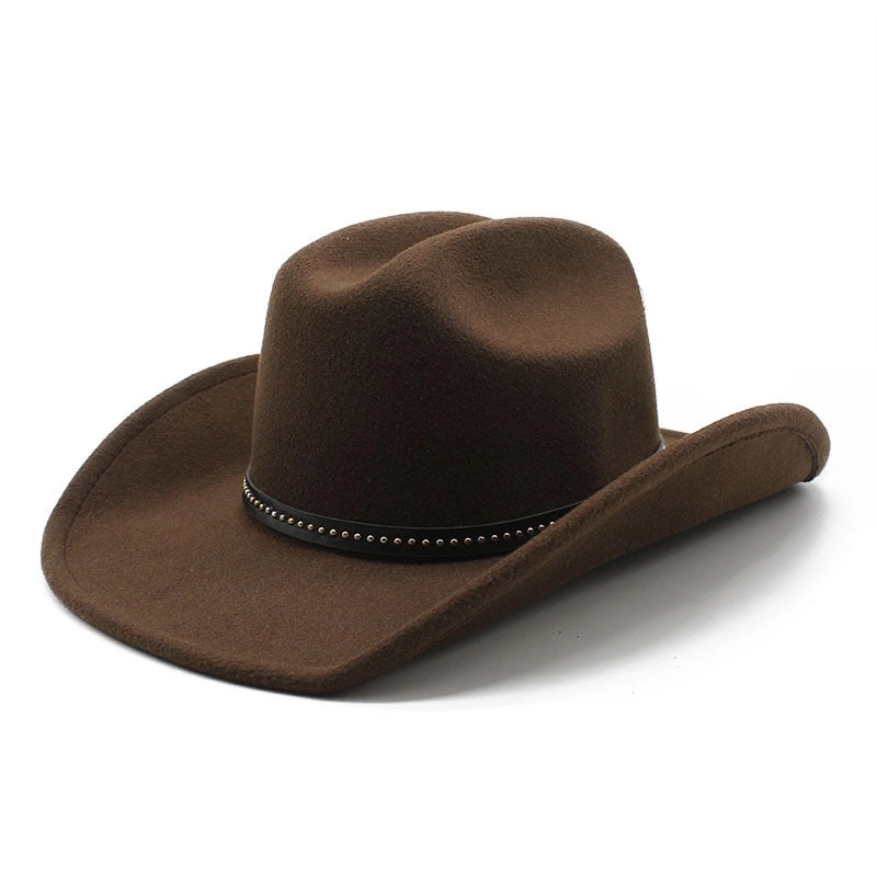 Retro British Coffee Woolen Hat Autumn And Winter Men’s And Women’s Western Cowboy Hat Big Brim Wide Brim Sun Hat Tide