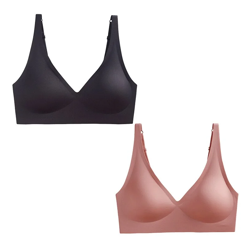 Billionm 2PCS Plus Size Sexy Seamless Bras For Women Wire Free Underwear BH Push Up Bralette With Pad Vest Top Soft Bra Brassiere Lingeri