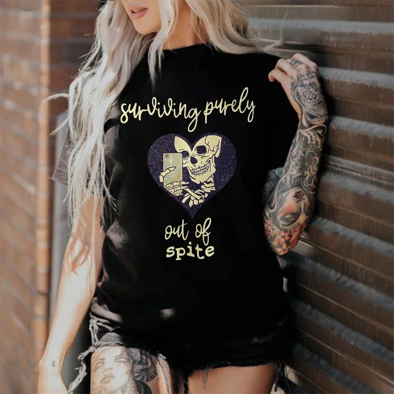 Surviving Purely Out Of Spite Printed Women's T-shirt -  