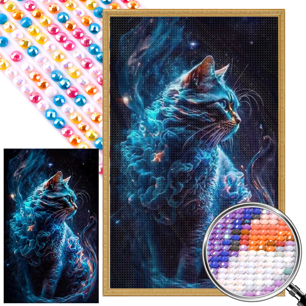 Colorful Cats 40*40cm(picture) full square drill diamond painting 4 to 12  colors of AB drills