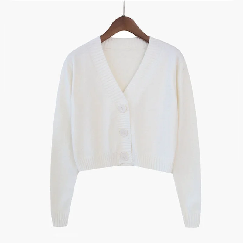 Zoki Corp Cardigan Sweater Autumn Long Sleeve Soft Sexy V Neck Knitted Korean Short Top Casual Single Breasted Pink Thin Blouse