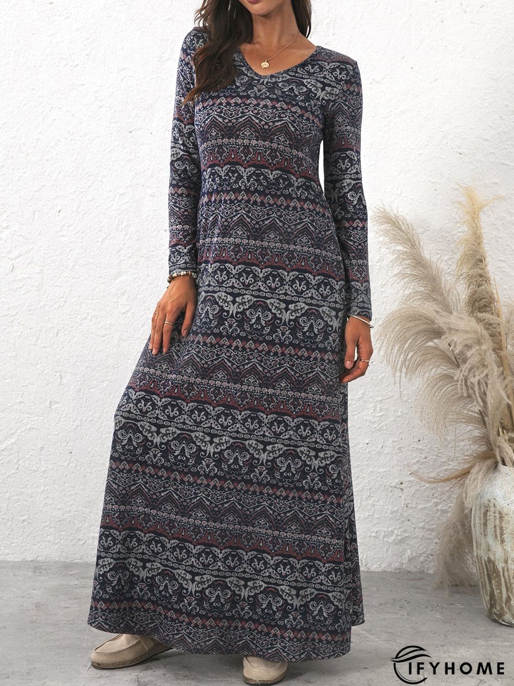 Vacation V Neck Cotton-Blend Maxi Dress | IFYHOME