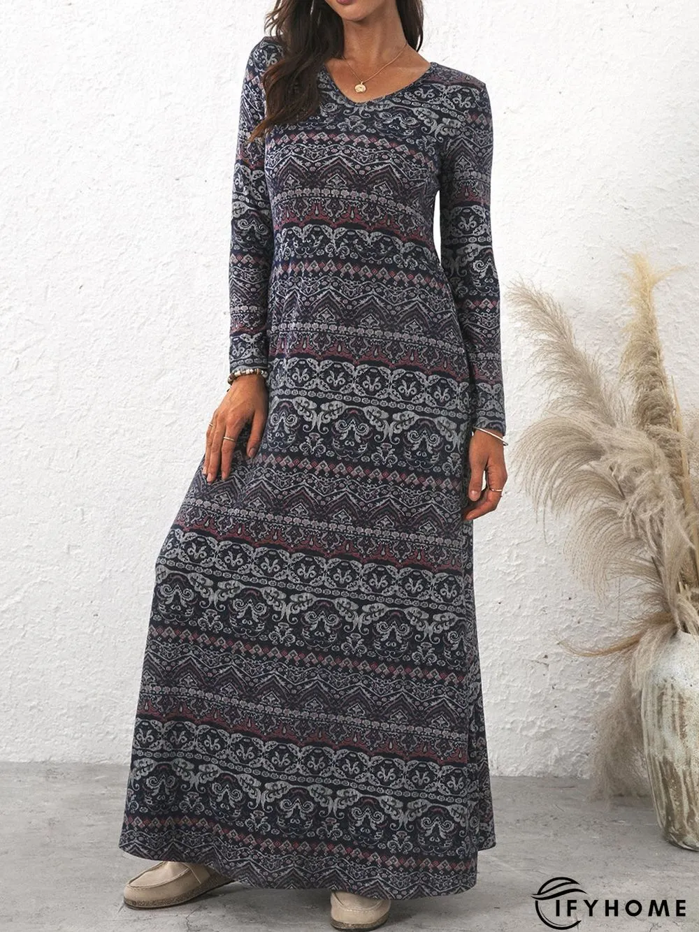 Vacation V Neck Cotton-Blend Maxi Dress | IFYHOME