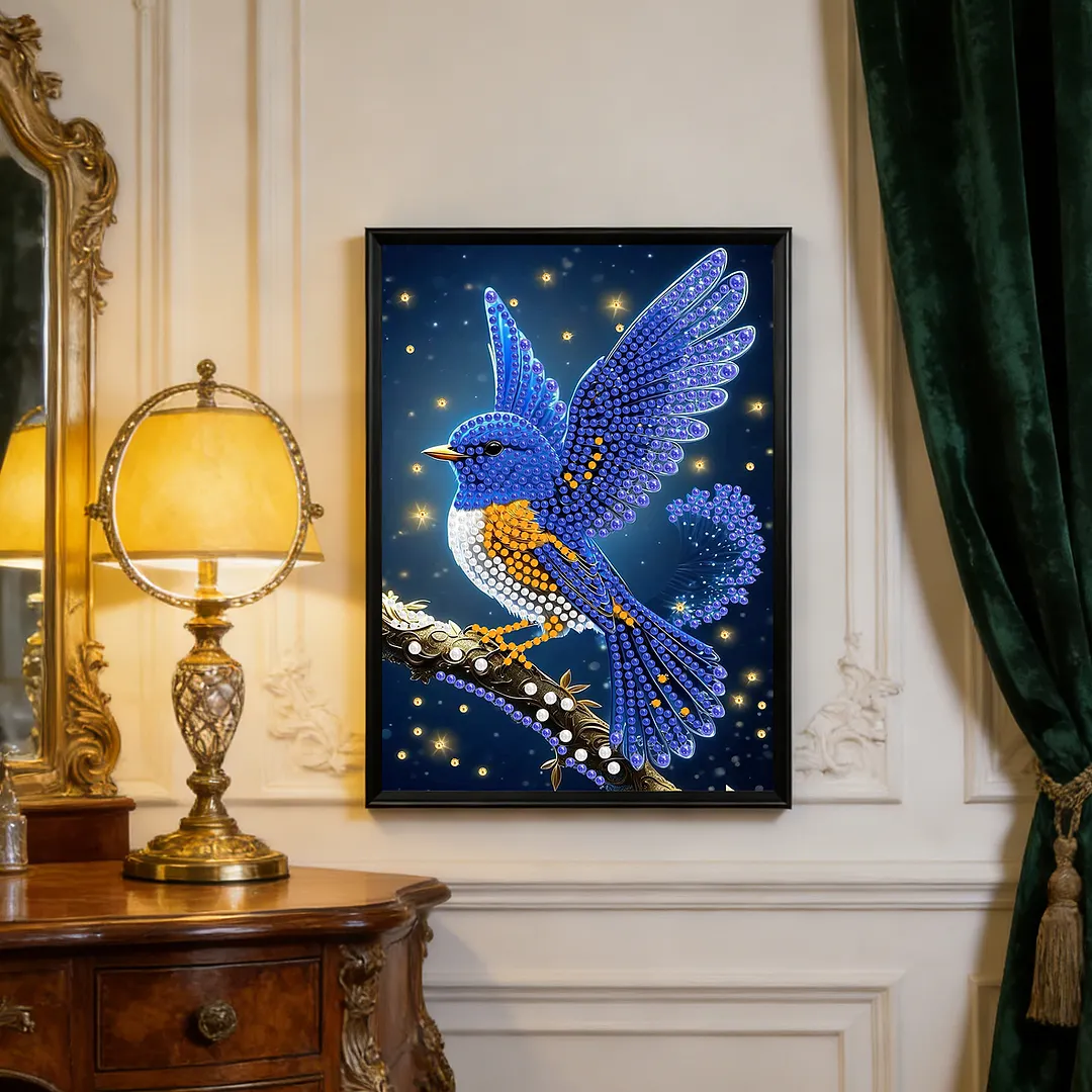 Pearl Painting Kit for Adults Blue Bird Decor 11.81x15.75in
