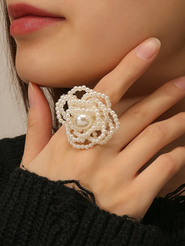 Beads Flower Shape Rings Accessories