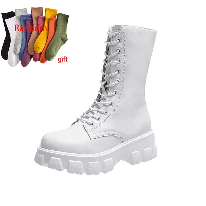 Qengg MCCKLE Women's Autumn Boots Women Ankle Boots Woman Winter Shoes Female Chunky Heel Platform High Boots Lasdies Botas Mujer 2020