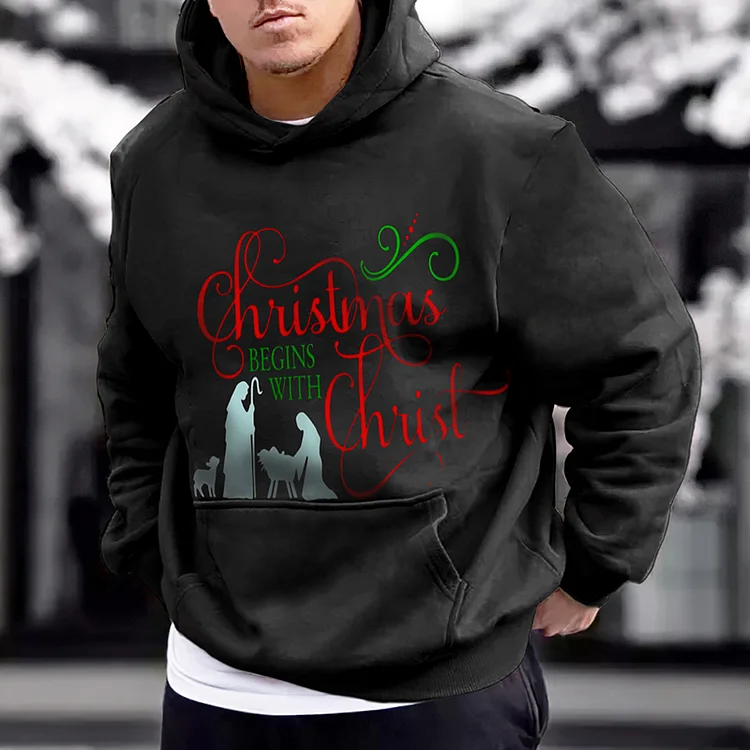 Men's Christmas Graphic Loose Hoodie