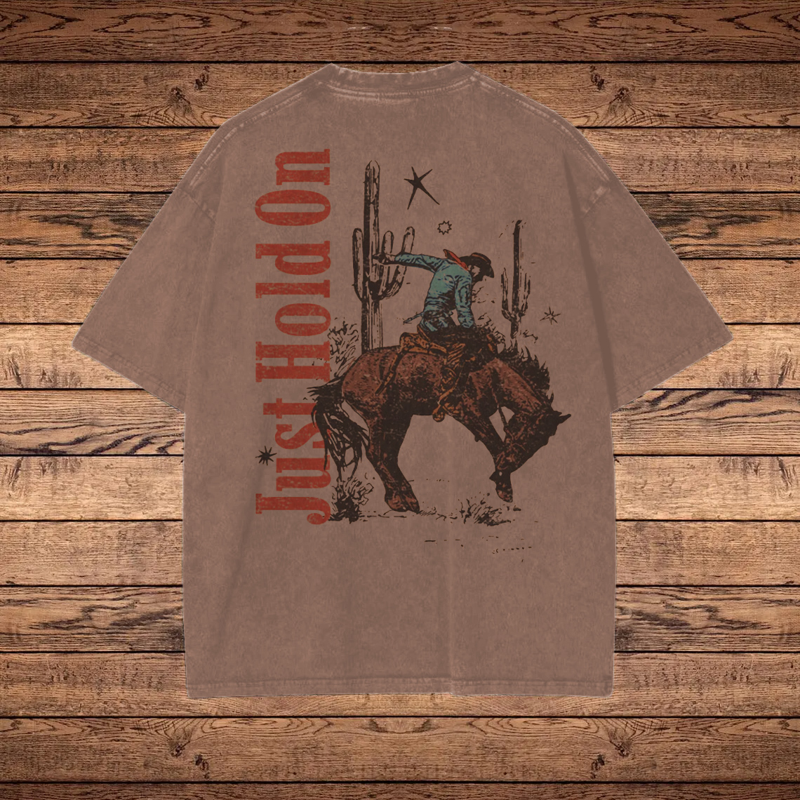 Western Cowboy Graphic Print Washed T-shirt