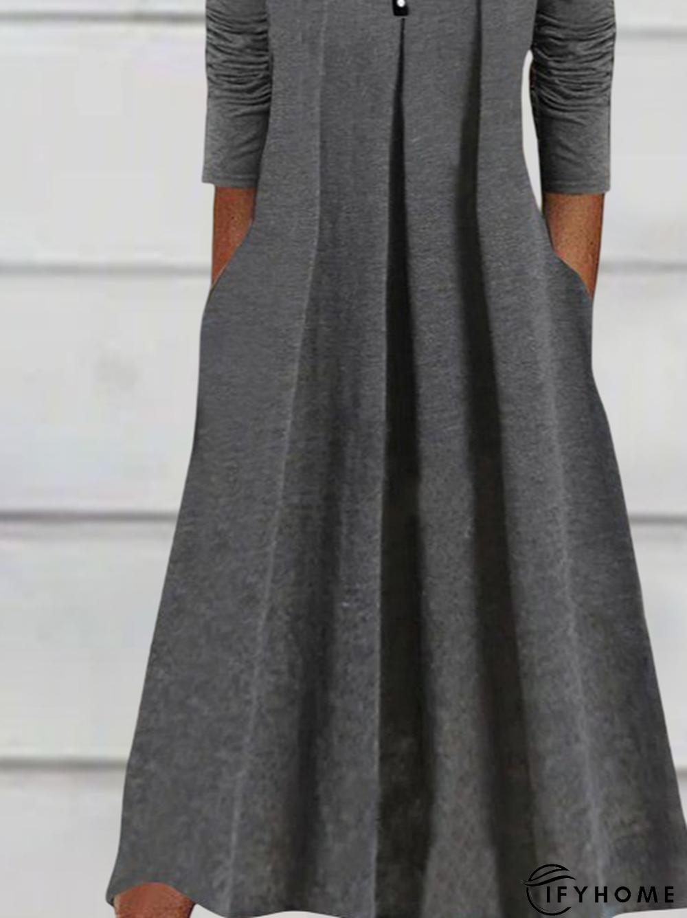 Plus Size Plain Casual Jersey Dress | IFYHOME