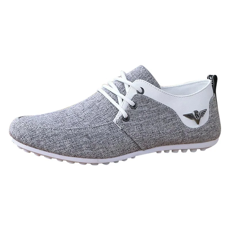 Men Casual Shoes Lace-up Linen Cloth Shoes Man Breathable Mens Canvas Shoes Moccasins Flats Driving Footwear Zapatos De Hombre