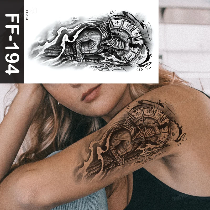Sdrawing Animal Temporary Tattoo Sticker Black Lion King Wolf Tiger Men Body Art Painting Tattoo Fake Water Transfer Sexy Women