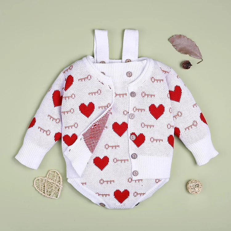  White Love Knit Sweater Jumpsuit Set for 22'' reborn baby doll girl - RSDP-Rebornbabypuppen-Rebornbabypuppen.de