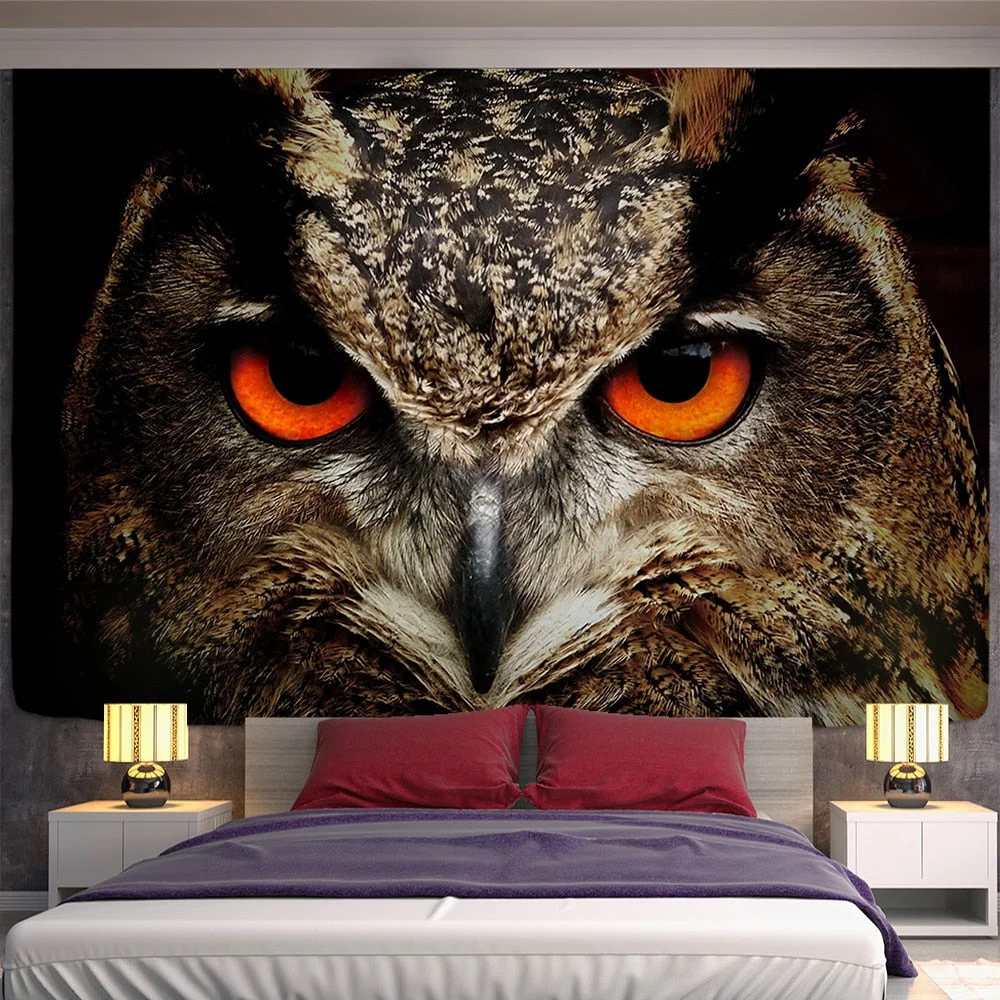 3D Owl Animal Tapestry Wall Hanging Witchcraft Boho Decoration Home Decor Colorful Owl Pattern