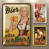 3PCS bi&egrave;re fille - Panneaux en &eacute;tain m&eacute;tallique(20*30cm/30*40cm) - Bi&egrave;re