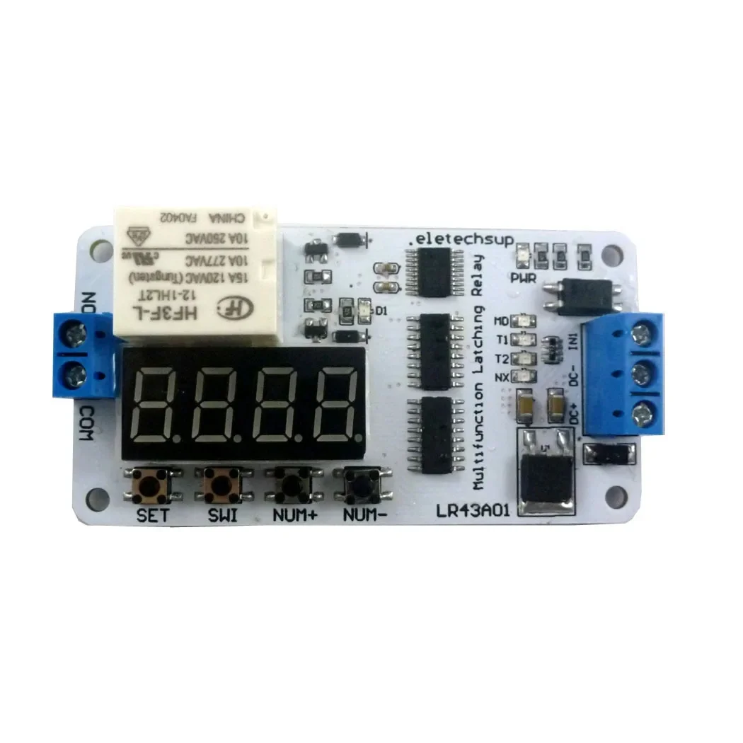 DC 12V Multi-function Magnetic Latching Impulse Relay Delay Time Relay Switch Module for UPS Battery Motor with Indicator Light
