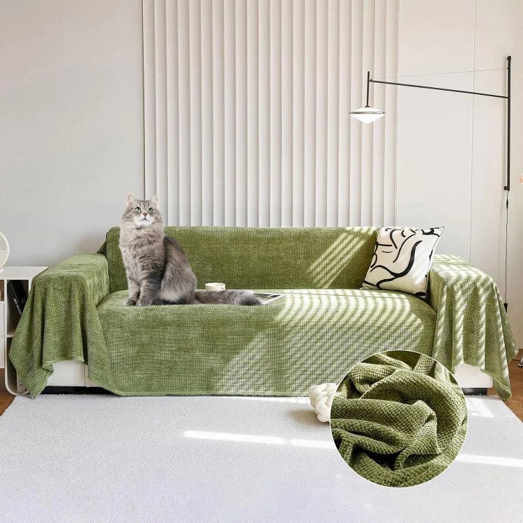 SANMADROLA Sofa Cover Chenille Couch Covers, Corduroy Jacquard Non Slip Couch Sofa Cover, Love Seat Couch Covers for 2 Cushion Couch, Furniture Protector for Dogs, Pets