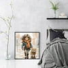 Girl And Dog-14CT Stamped Cross Stitch 42*48cm/16.54*18.9in