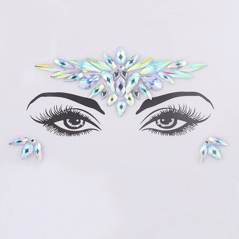 Nail Art Decorations Body Face Jewels Crystal Temporary Eyes Tattoo Festival Party Body Glitter Stickers Flash Rhinestones