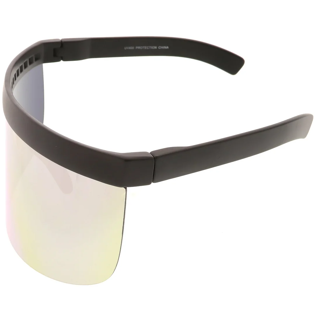 Futuristic Oversize Shield Visor glasses Flat Top Mirrored Mono Lens 172mm